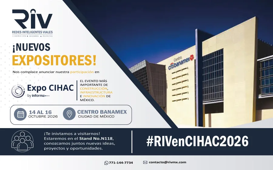 Anuncio de participación de RIV en Expo CIHAC 2026, stand N118, 14 al 16 de octubre
