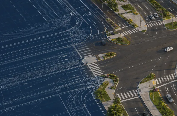 Diseño geométrico vial en transición a la intersección real construida
